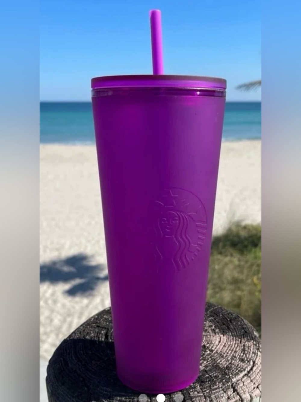 Starbucks Purple Soft Touch Cup Matte Purple Venti Cold Tumbler 24oz New Travel